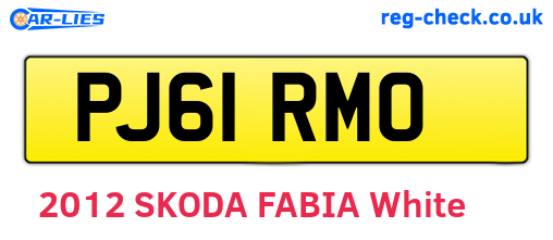 PJ61RMO are the vehicle registration plates.