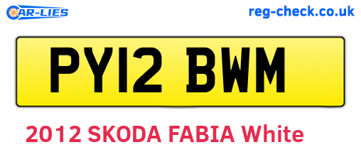 PY12BWM are the vehicle registration plates.