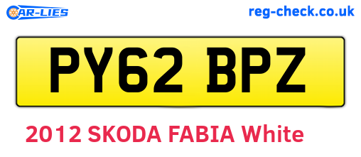 PY62BPZ are the vehicle registration plates.