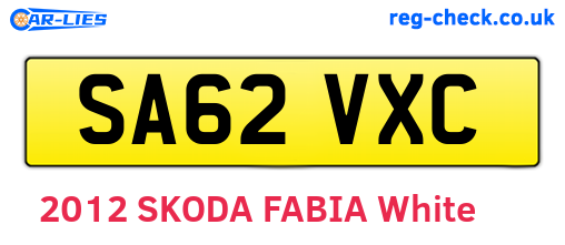 SA62VXC are the vehicle registration plates.