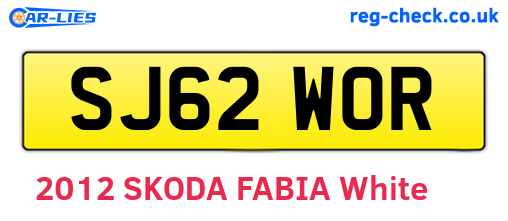 SJ62WOR are the vehicle registration plates.