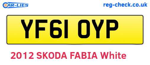 YF61OYP are the vehicle registration plates.