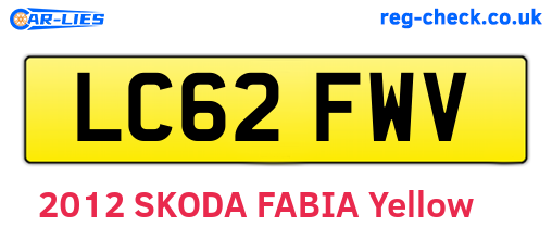 LC62FWV are the vehicle registration plates.