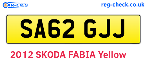 SA62GJJ are the vehicle registration plates.