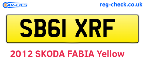 SB61XRF are the vehicle registration plates.