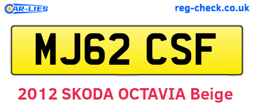 MJ62CSF are the vehicle registration plates.
