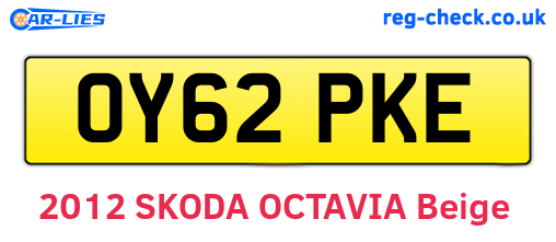 OY62PKE are the vehicle registration plates.