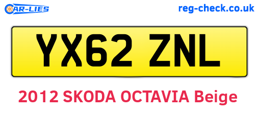 YX62ZNL are the vehicle registration plates.