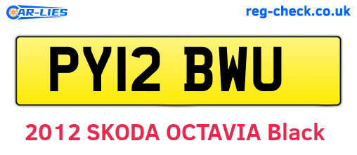 PY12BWU are the vehicle registration plates.