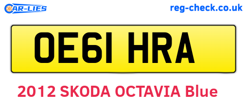 OE61HRA are the vehicle registration plates.