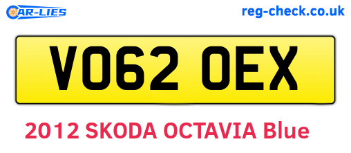 VO62OEX are the vehicle registration plates.