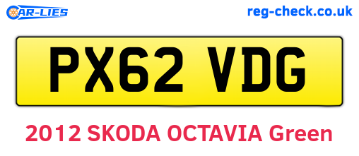 PX62VDG are the vehicle registration plates.