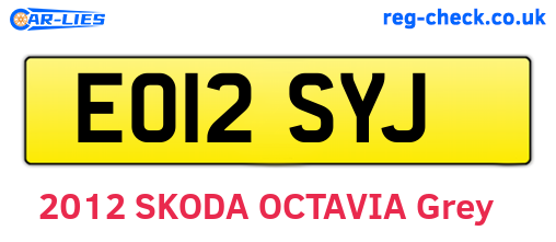 EO12SYJ are the vehicle registration plates.