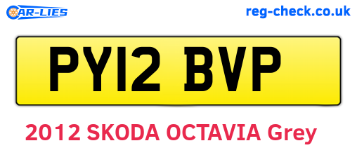 PY12BVP are the vehicle registration plates.