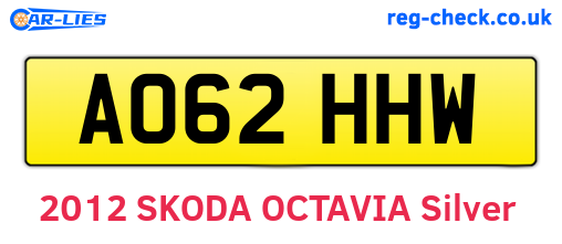 AO62HHW are the vehicle registration plates.