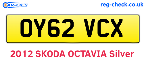 OY62VCX are the vehicle registration plates.
