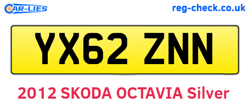 YX62ZNN are the vehicle registration plates.