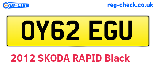 OY62EGU are the vehicle registration plates.
