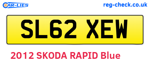 SL62XEW are the vehicle registration plates.