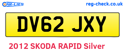 DV62JXY are the vehicle registration plates.