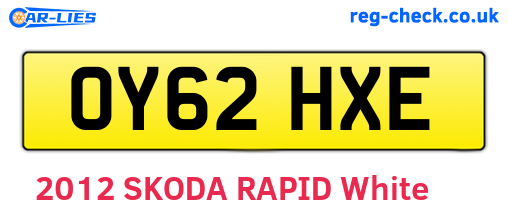 OY62HXE are the vehicle registration plates.