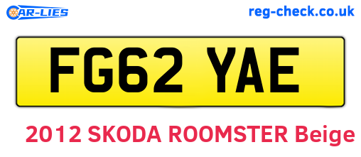 FG62YAE are the vehicle registration plates.