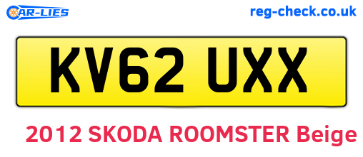 KV62UXX are the vehicle registration plates.