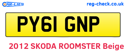 PY61GNP are the vehicle registration plates.