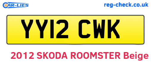 YY12CWK are the vehicle registration plates.