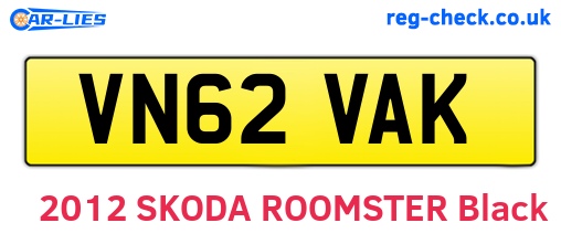 VN62VAK are the vehicle registration plates.