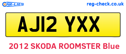AJ12YXX are the vehicle registration plates.