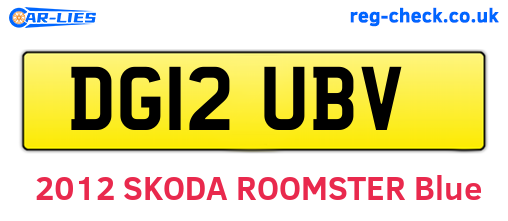 DG12UBV are the vehicle registration plates.
