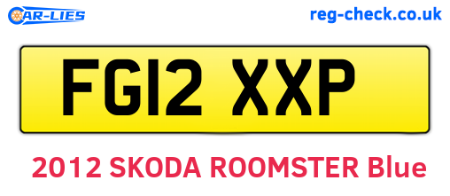 FG12XXP are the vehicle registration plates.