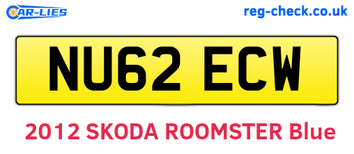 NU62ECW are the vehicle registration plates.