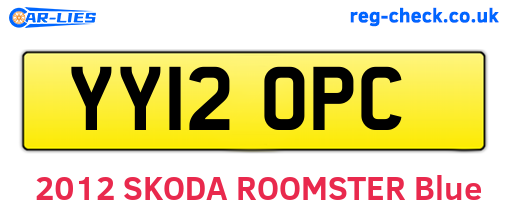 YY12OPC are the vehicle registration plates.