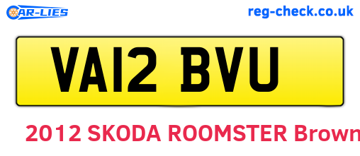 VA12BVU are the vehicle registration plates.