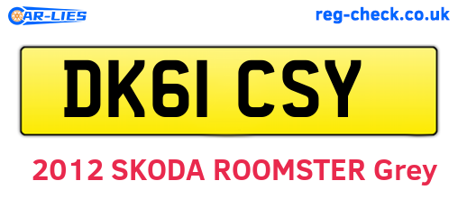 DK61CSY are the vehicle registration plates.