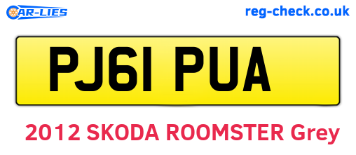 PJ61PUA are the vehicle registration plates.