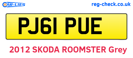 PJ61PUE are the vehicle registration plates.