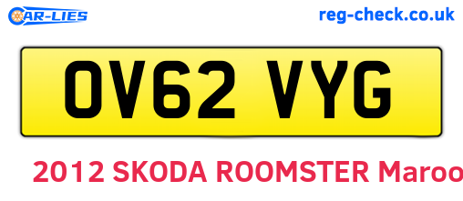 OV62VYG are the vehicle registration plates.