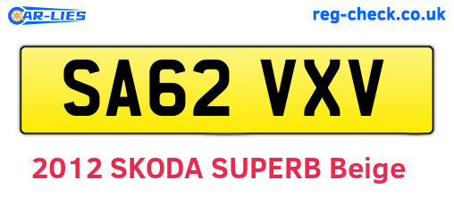SA62VXV are the vehicle registration plates.