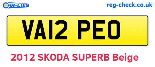 VA12PEO are the vehicle registration plates.