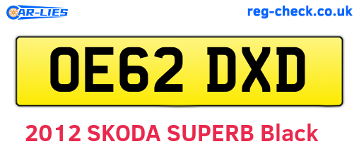 OE62DXD are the vehicle registration plates.