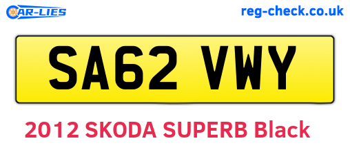 SA62VWY are the vehicle registration plates.