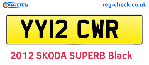 YY12CWR are the vehicle registration plates.