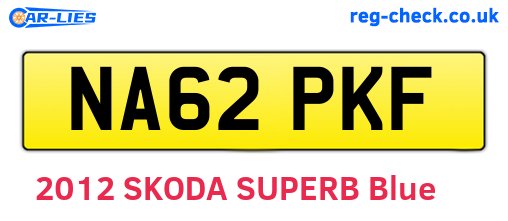 NA62PKF are the vehicle registration plates.