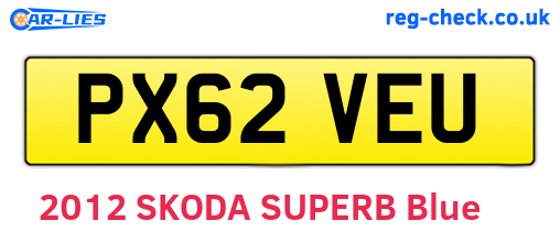 PX62VEU are the vehicle registration plates.