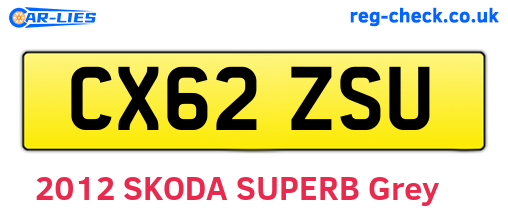 CX62ZSU are the vehicle registration plates.