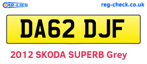 DA62DJF are the vehicle registration plates.