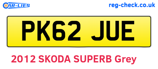 PK62JUE are the vehicle registration plates.